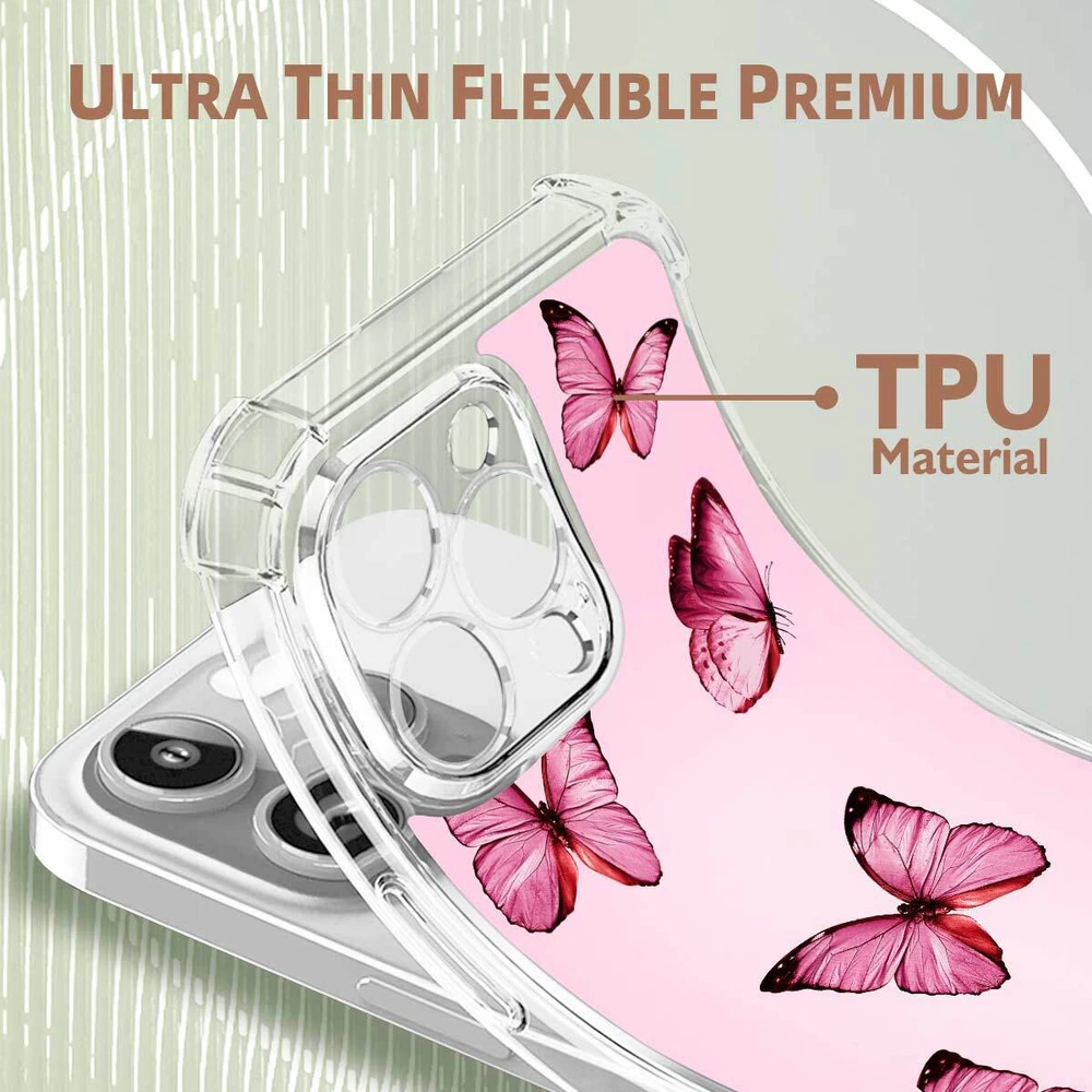 iPhone 14 Pro Max 15 16 Plus Samsung A56 A16 Butterfly TPU Case