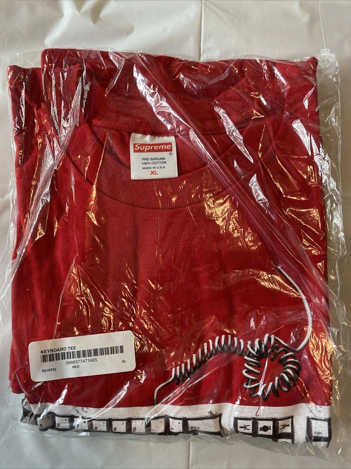 NEUF T Shirt Supreme SS19 Clavier Tee   ROUGE   XL Extra Large