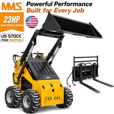 Mini Skid Steer Loader 23HP RATO Gas Engine w/ Side Shift Pallet Fork Attachment