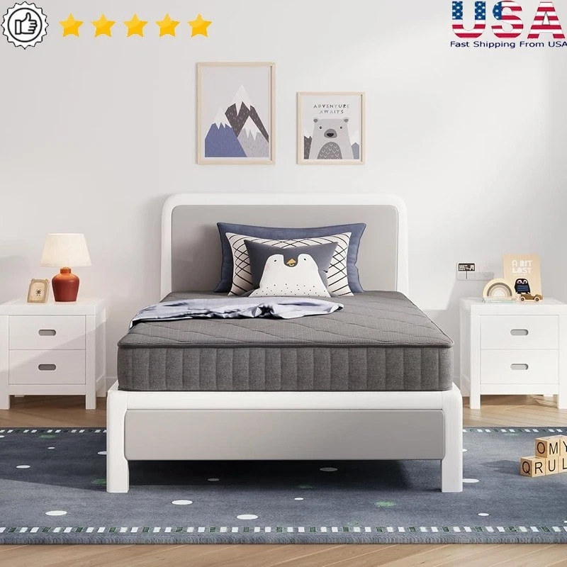 Twin Mattress Bonnell Springs Gel Memory Foam Pressure Relief Breathable Comfort