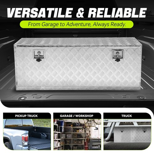 47" W X 18" H X 18" D 5 Bar Diamond Tread Pattern Silver Aluminum Storage Box - Picture 4 of 7