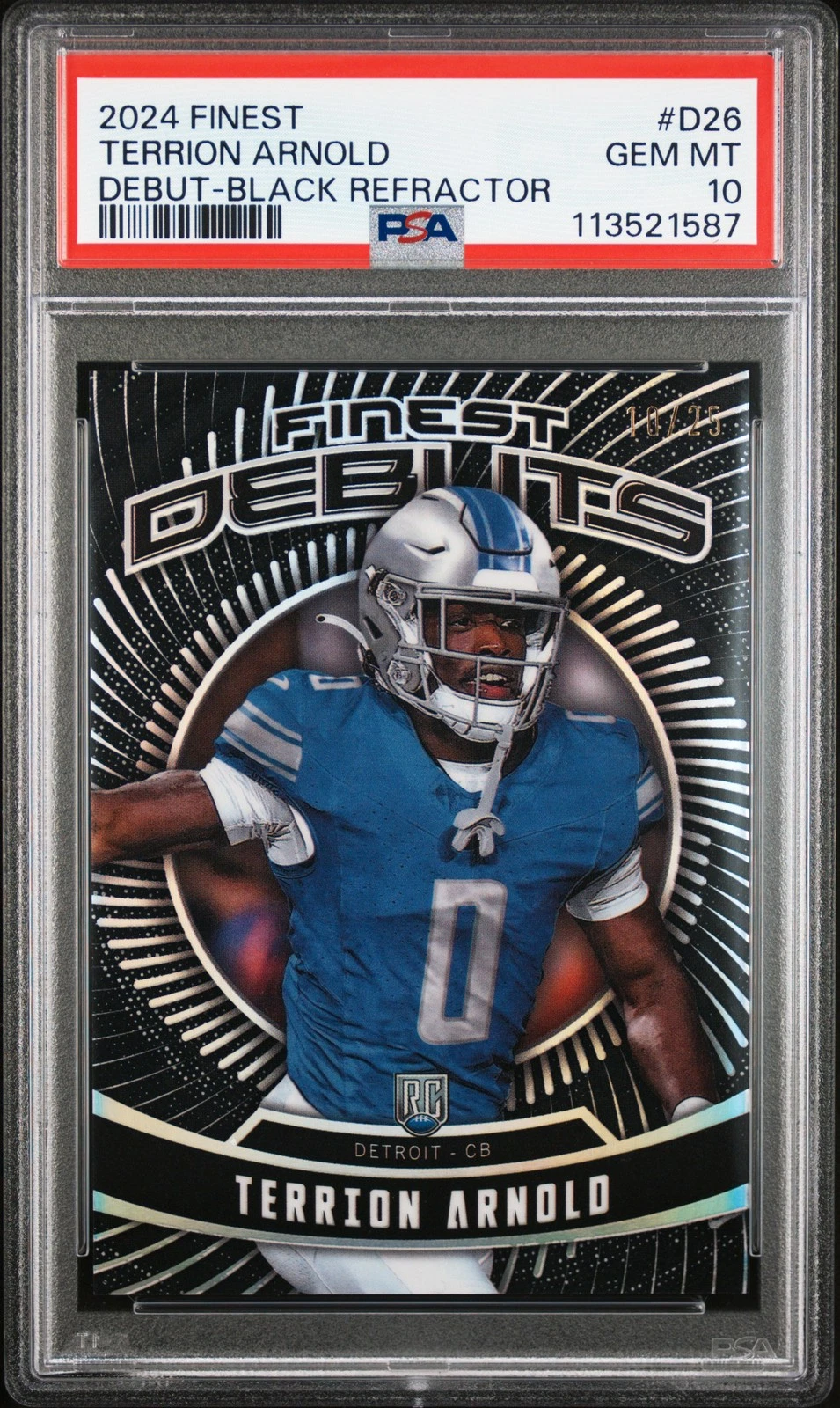 Terrion Arnold Topps Finest Debut #D26 Sky Blue Refractor