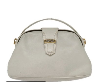 Gucci Vintage Offwhite - Cream Leather Bag with Gold Hardware Made In Italy Rare