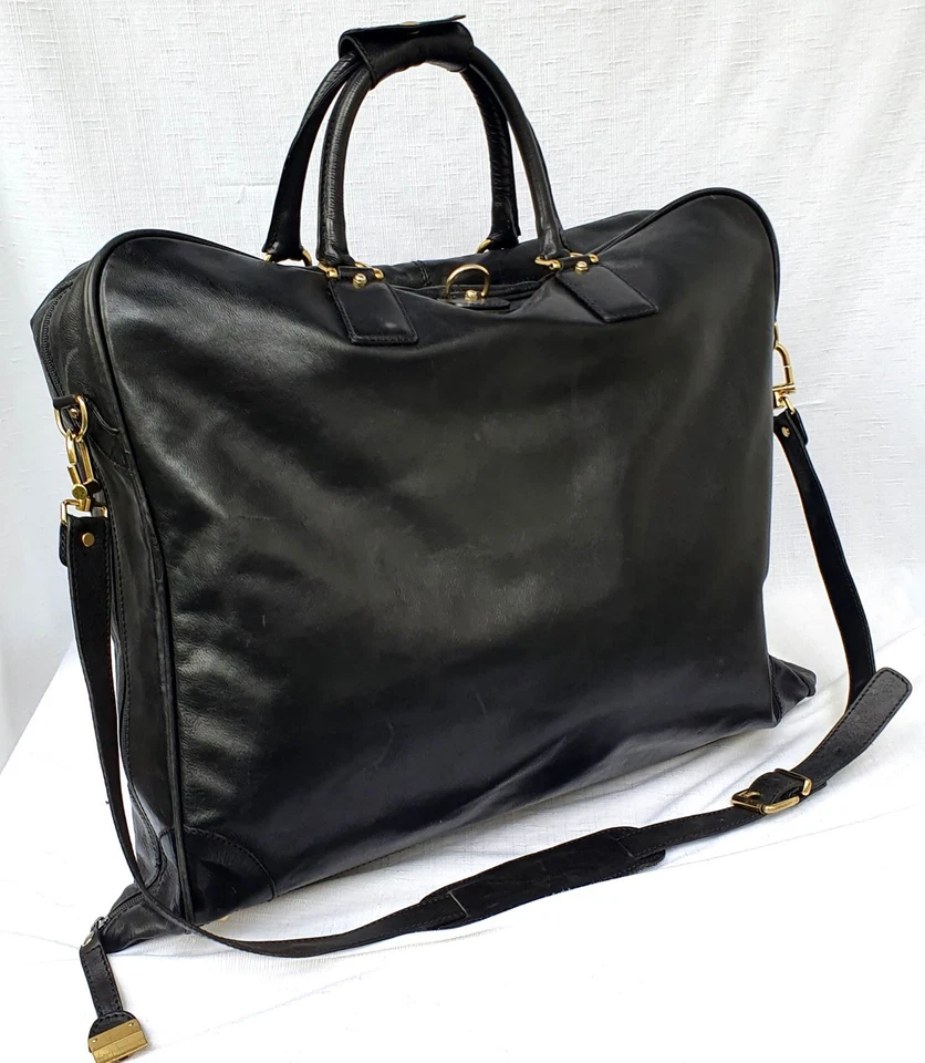 AIGNER Vintage Reise Kleidersack Travel Bag Leder schwarz 50x47 cm Trageriemen - Bild 4 von 4