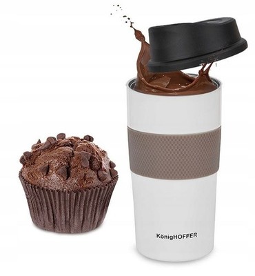 Thermos Cup 440ml White Stainless Steel for Car, School, Work