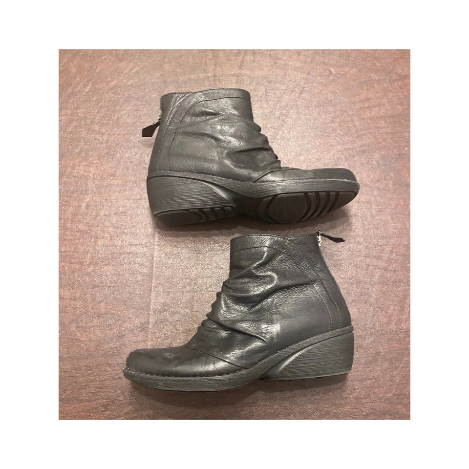 Botines Dansko Arisa negros fruncidos holgados de cuero 39 (8,5-9) cuña cómoda Foto 2 de 4