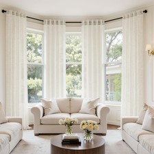 Natural Back Tab Linen Curtains 4 Panels 42W x 84L