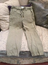 Sundance Women's Linen Blend Casual Pants Size P6 Olive Green Drawstring Waist