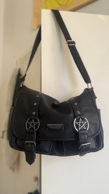 KILLSTAR Black Gothic Shoulder Bag Pentagram Studded Buckle Adjustable Strap