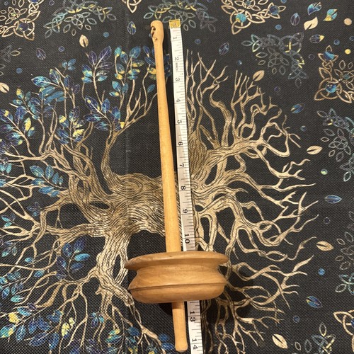 Rare Vintage Handmade Wood Drop Spindle Top Whorl EUC OOAK 14” L HTF