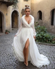 Gorgeous Cute Sexy Woman Exotic White Dress Busty, AI Generated 8X10 Print