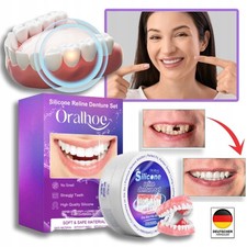 Falsche Zähne Veneers Zahnprothese temporärer Zahnersatz für Ober & Unterkiefer.