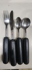 Adaptive Weighted Eating Utensils - 4 piece Set Non Slip Large Grip.