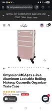 OmySalon Aluminum 4 in 1 Rolling Makeup Train Case Lockable w/4 Removable Wheels