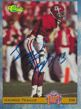 George Teague Alabama Crimson Tide/ Packers Personally Autographed Rookie Card. rookie card picture