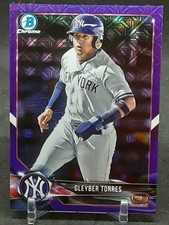 GLEYBER TORRES 2018 BOWMAN CHROME PURPLE MOJO REFRACTOR 149/250 RC YANKEES QQ