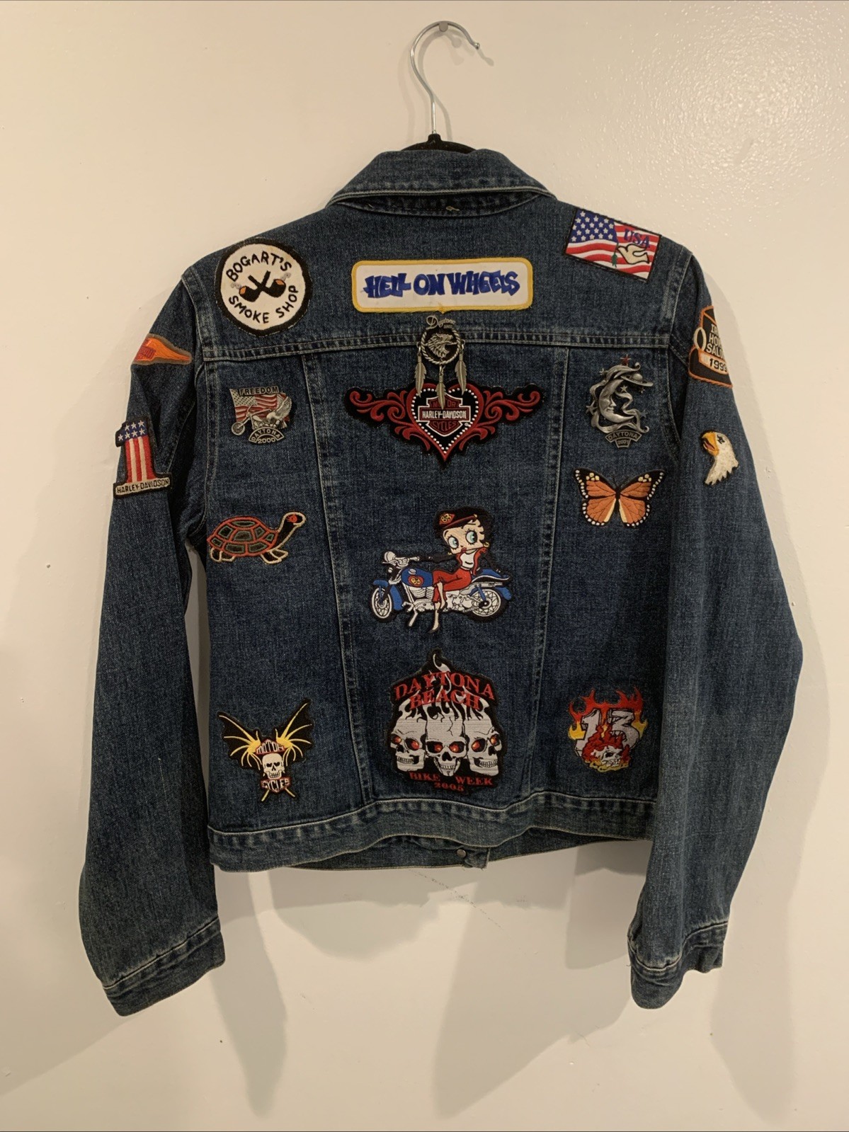 Customized Denim Jacket Biker Patch Pins Harley D… - image 2
