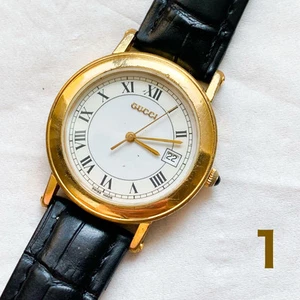 Montre Bracelet Homme Gucci 7200M Blanc Ronde Noir Quartz Analogique Fonctionne 115035