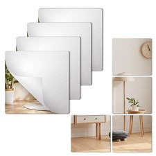 4 Pack Shatterproof Acrylic Mirrors Tiles Adhesive Wall Mirror Stickers Unbre...
