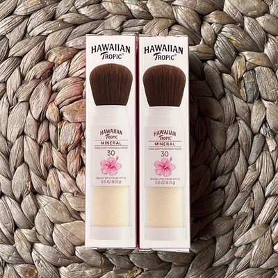 2 PACK Hawaiian Tropic Mineral, Powder Brush Mineral-Based Sunscreen SPF30 12/26