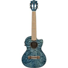 Lanikai QM-CET Quilted Maple Tenor w/Kula Preamp A/E Ukulele Transparent Blue