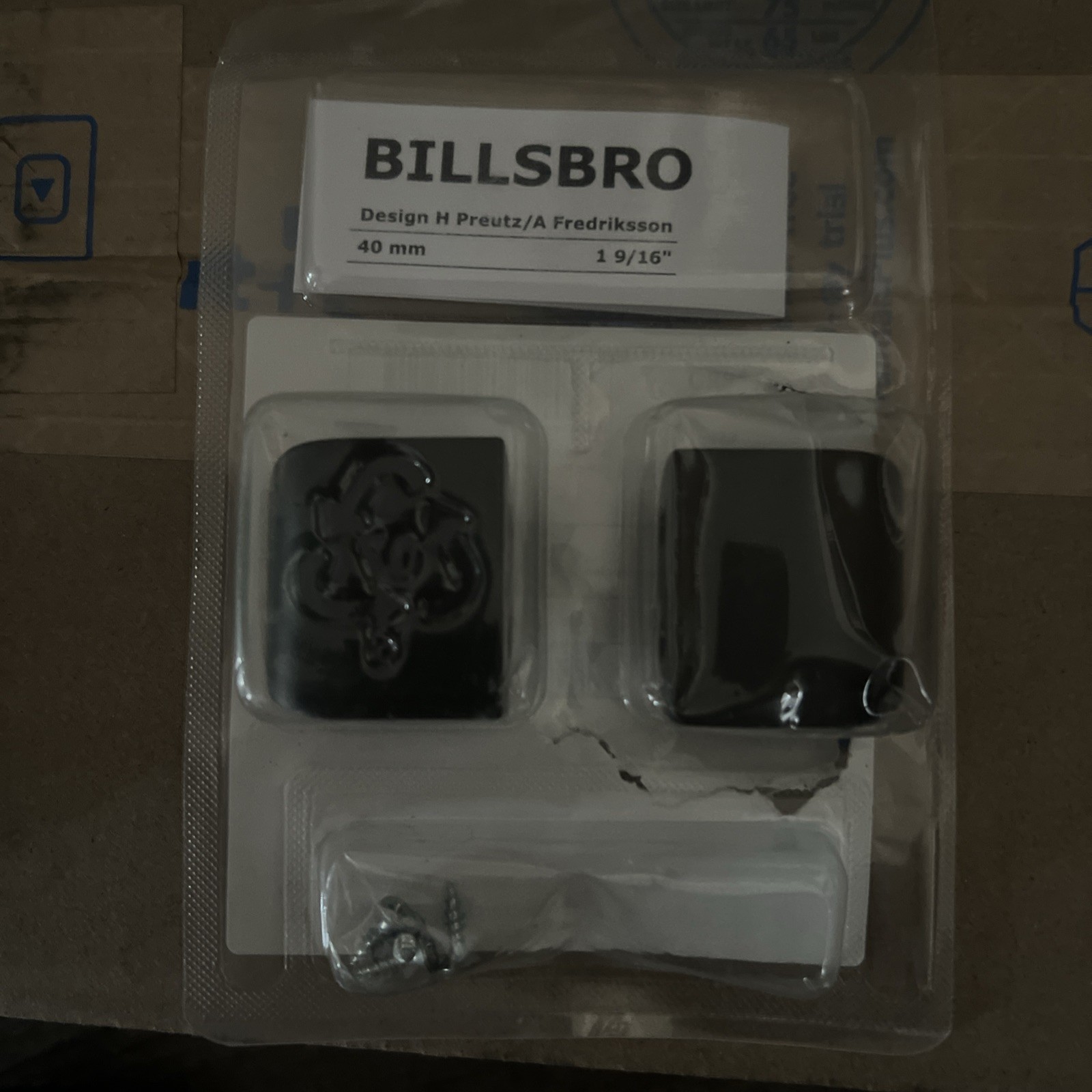 IKEA BILLSBRO Handle 2 Pack  Aluminum, anthracite, 1 9/16 " NEW