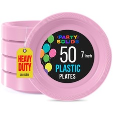 Party Solids Pink Plastic Plates For Party Supplies 7 Pink Disposable Plates He