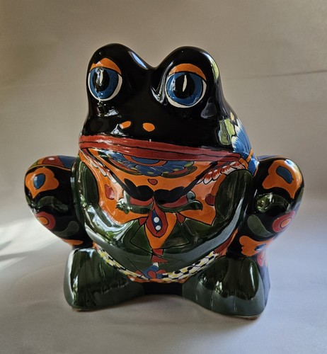 Talavera Frog Planter Large Mexican Pottery Folk Art Animal Hand Painted - Picture 1 of 18