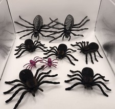 Halloween Hairy, Plastic, & Glitter Scary Tarantula Spider Decoration Lot(9)