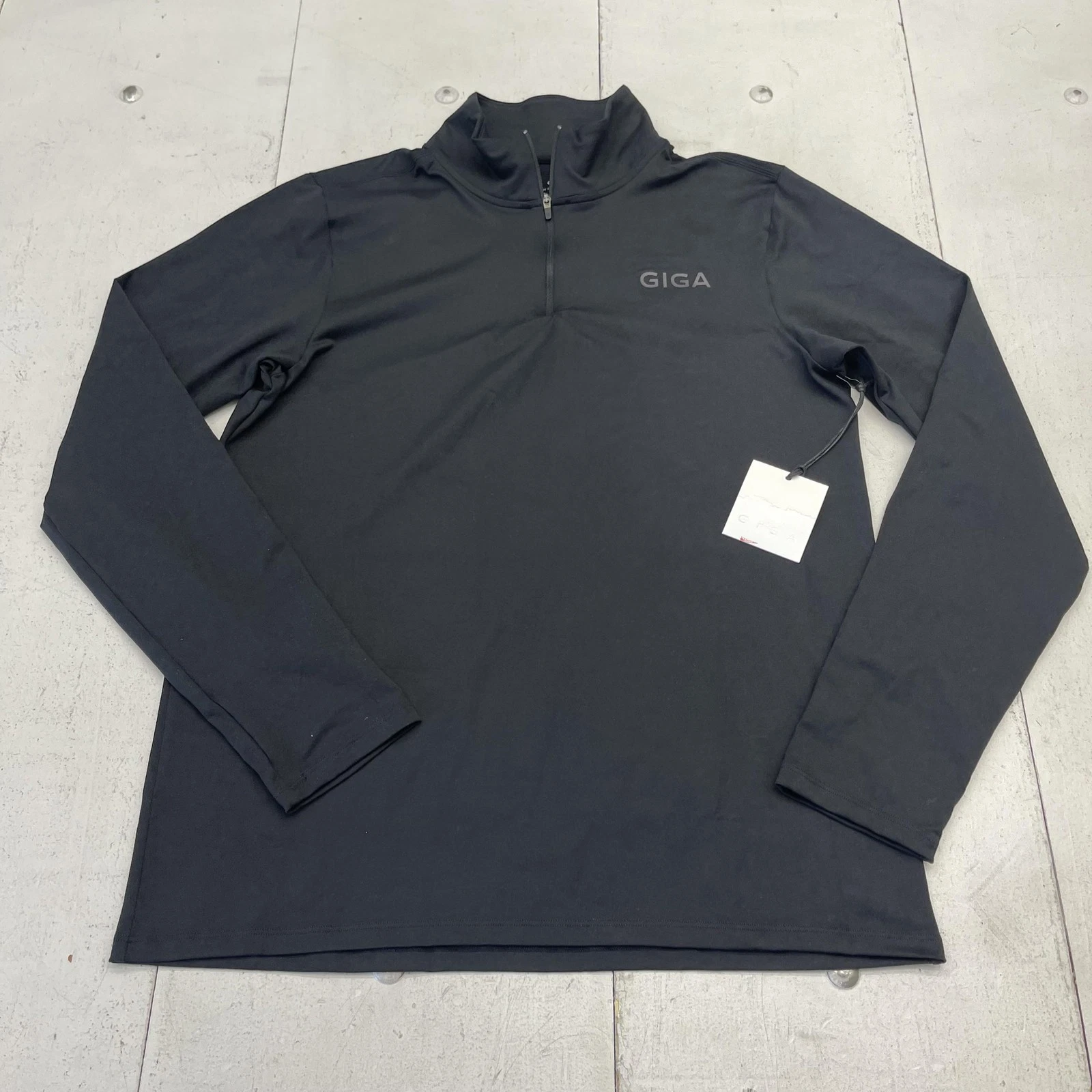 GIGA FITNESS Pullover Mens Small Black 1/4 Zip Long Sleeve Athletic Shirt
