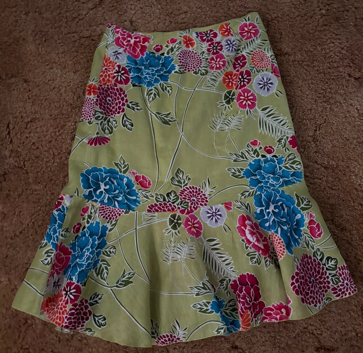 Nygard Collection Linen Floral Skirt Size 8