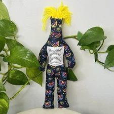 13” Multicolor Dammit Doll Floral Pattern Cloth Anger Management Rag Doll