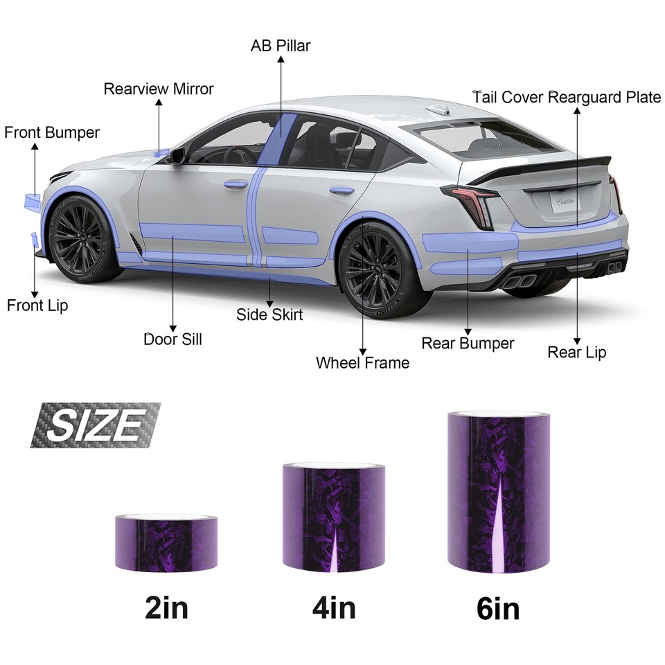 Lypumso Purple Forged Carbon Fiber Vinyl Wrap, High Gloss Car Wrap ...