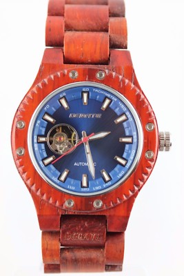 Bedate Manual Wind Wooden Sandalwood Men's Watch 42 mm Open Balance Excellent with Wooden Box
