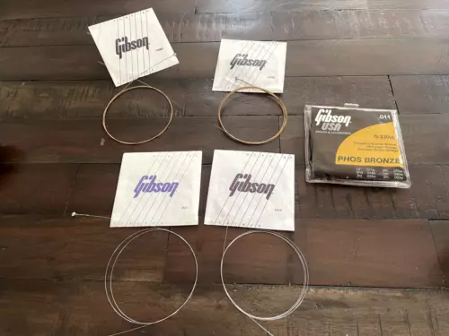4 GIBSON GUITAR STRINGS PHOS BRONZE 1A11 1A14 THIRD FIFTH STRINGS
