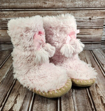 THE CHILDREN'S PLACE Girl's Small 11-12 Soft Pink Faux Fur Fuzzy Slippers