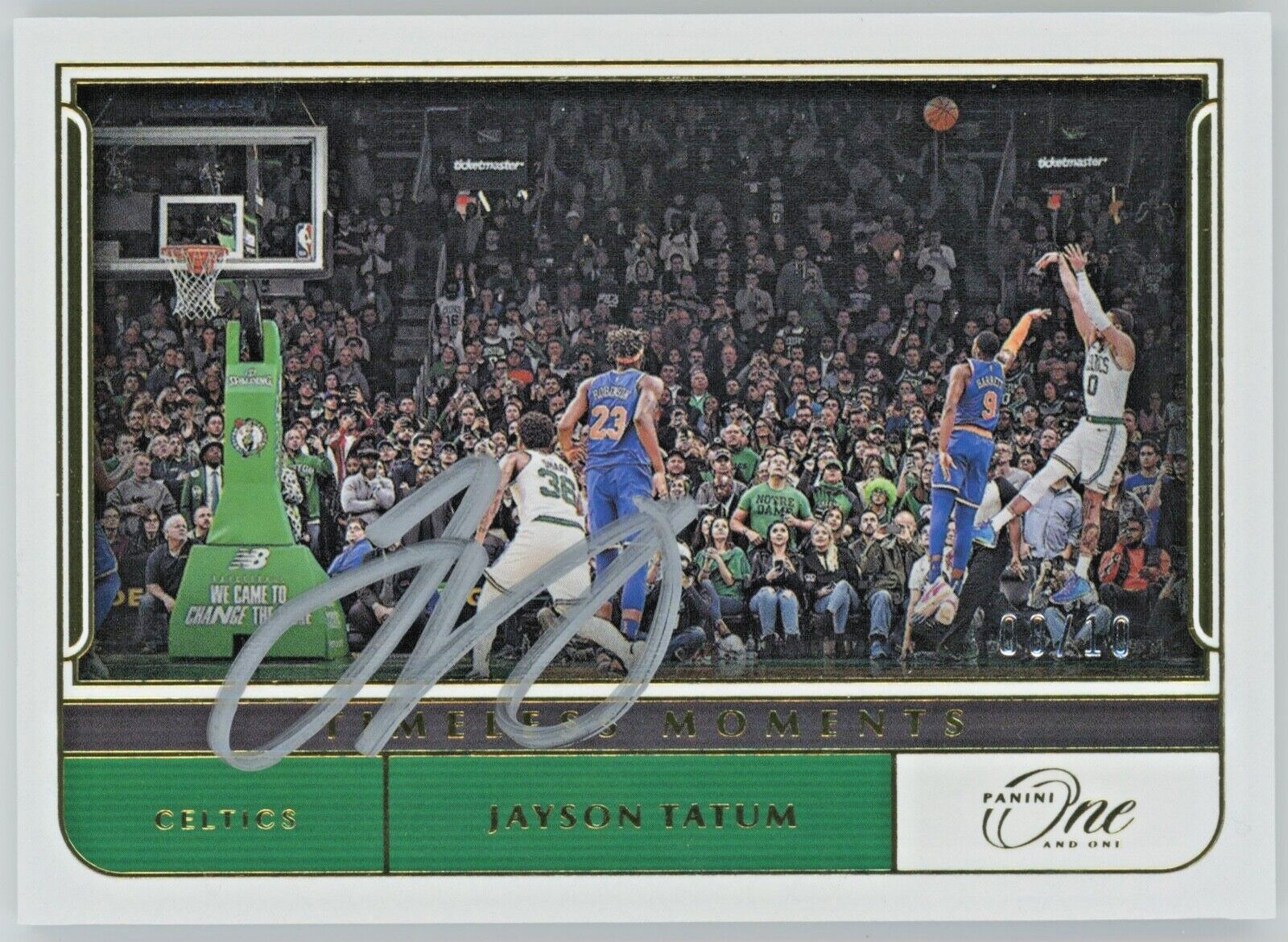 2021 Panini One and One TM-JTT Jayson Tatum Timeless Moments Auto Gold 8/10