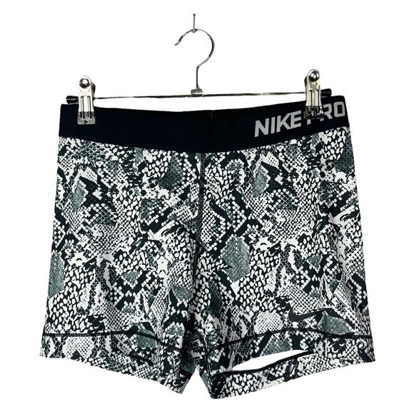 Nike Pro Black & White Snake Print Compression Athletic Shorts L