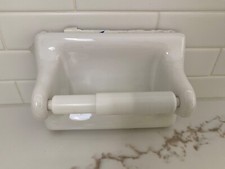 Vintage Mid Century White Ceramic Toilet Paper Holder