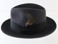 Vintage Cavanagh Carleton Mens Dawn Gray Felt Fedora W/ Feathers MULTIPLE SIZES