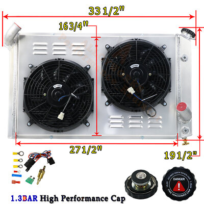 3 Row Radiator Shroud Fan For 1973-76 Chevy Corvette Base Stingray 7.4L 5.7L US.