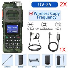 US UV-25 10WATT FM/NOAA WALKIE TALKIE LONG RANGE TRI-POWER TWO WAY RADIOS VOX 2X