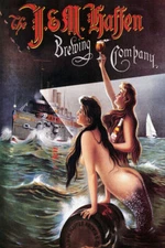 J&M HAFFEN BREWING COMPANY BEER MERMAIDS SHIP BRONX VINTAGE POSTER REPRO