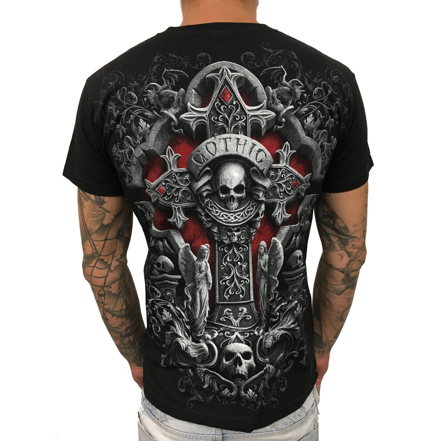 Herren T-Shirt Mit Spiral-Motiv – 100 % Baumwolle, Regular Fit, Gothic Style