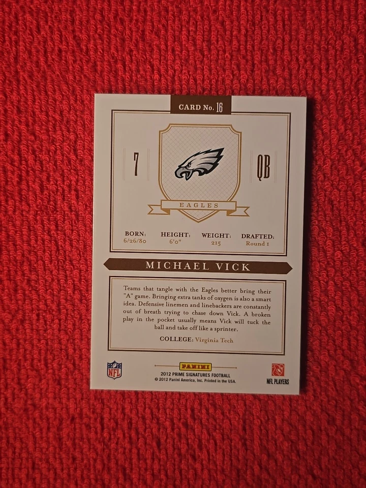 2012 Panini Prime Signatures - Prime Proof Blue #16 Michael Vick /49 - Image 2 of 2