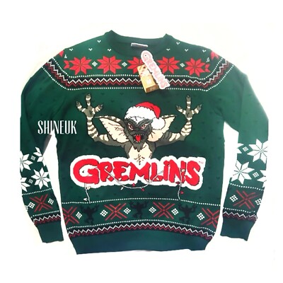 Gremlins Men’s Christmas Thin knitted novelty Green Jumper festive PRIMARK  New UK