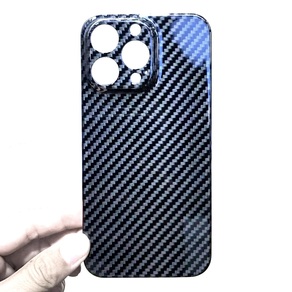 Bright Genuine Aramid Carbon Fiber Case Business Cover F