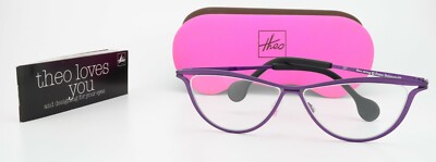 THEO BELGIUM Brille String 287 Metall Lila Cat-Eye Elegant Lady Frame + Etui