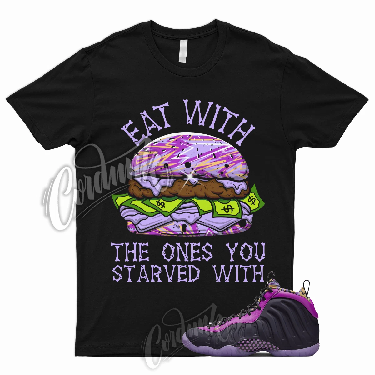 Purple hotsell foamposites shirt