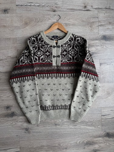 Vintage Scandinavian Wool Sweater CBC Sport Nordic Pattern Folk - Picture 2 of 10